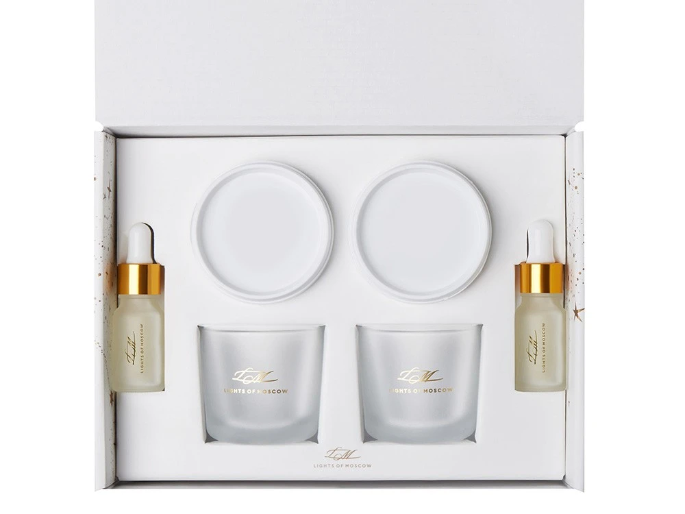 Набор для создания 2-х ароматических свечей: амбра и табак/маракуйя, сандал и пачули