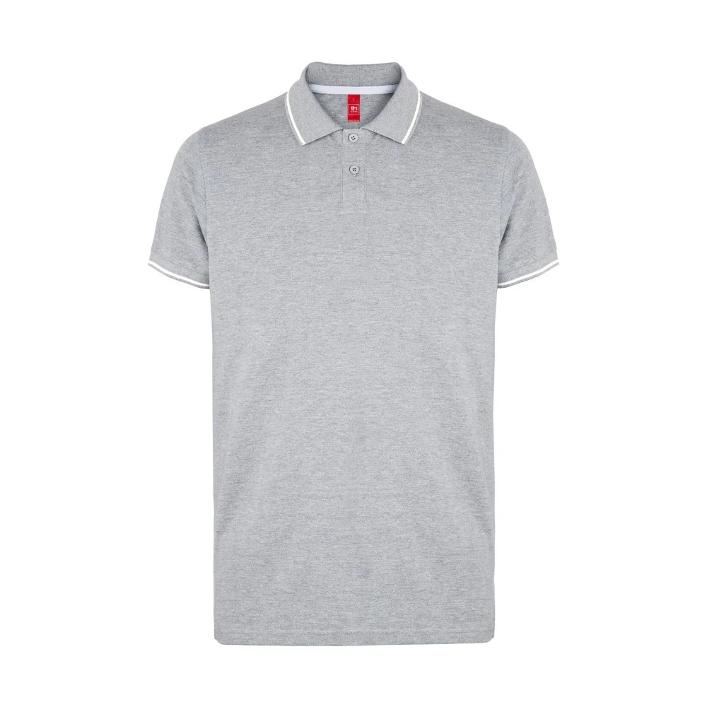 Рубашка-поло мужская SPECTRUM, к/р, св.-сер. меланж/бел, 2XL, 100% хлопок, плотность 195 г/м2