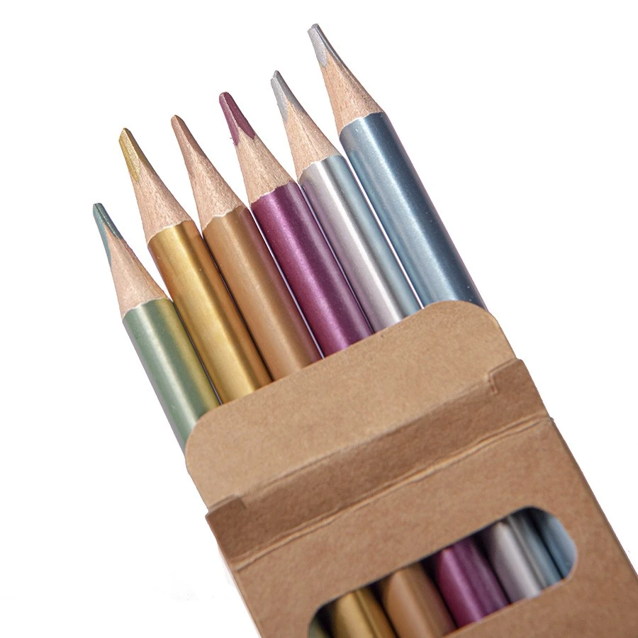 Цветные карандаши METALLIC, 6 цветов, дерево, картон