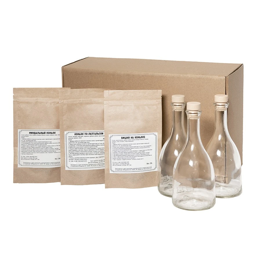 Набор "Сам себе сомелье" для приготовления  авторских напитков Коньяк по-латгальски, Миндальный  коньяк, Вишня на коньяке