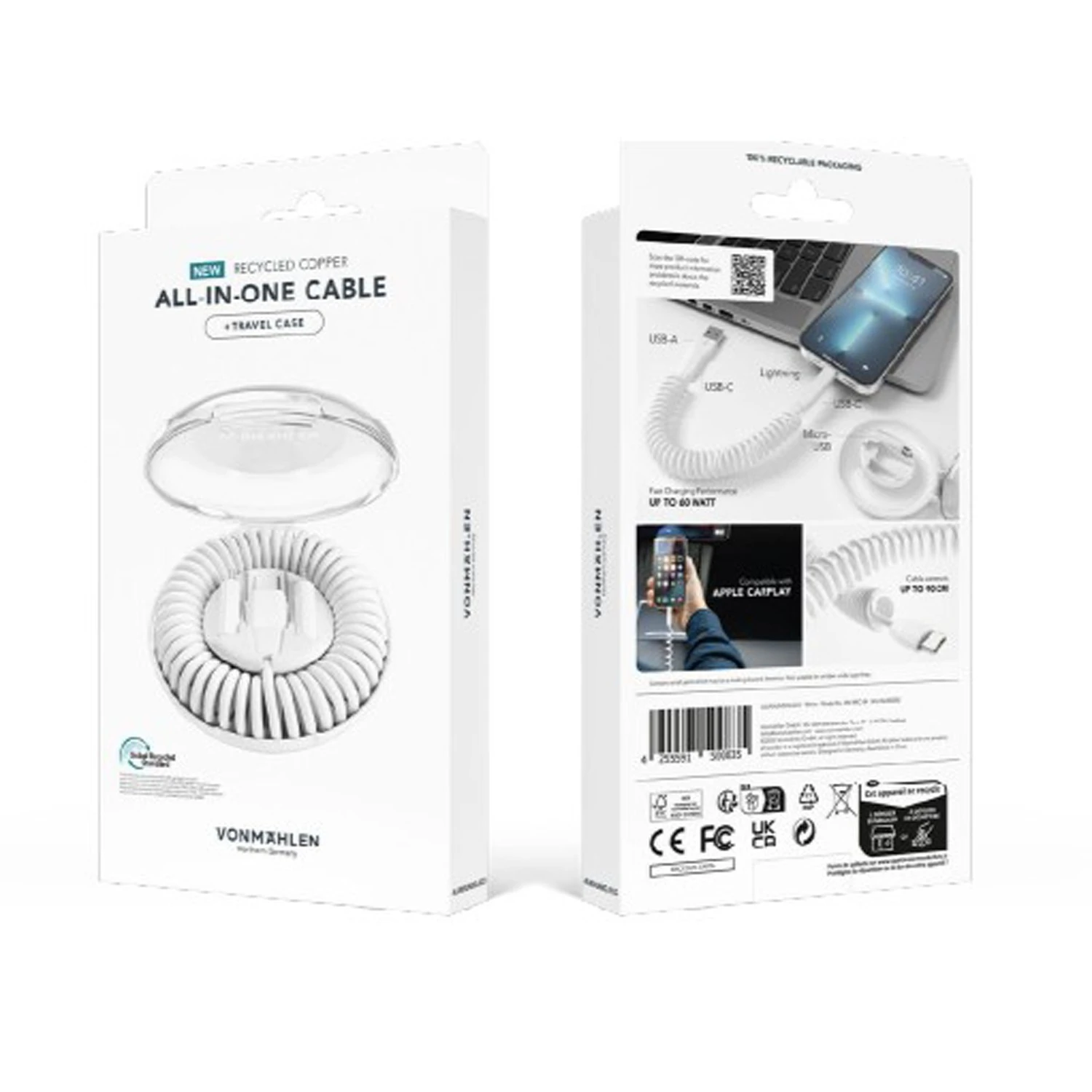 Кабель VONMAHLEN allroundo® eco 6 в 1 с быстрой зарядкой, 90 см