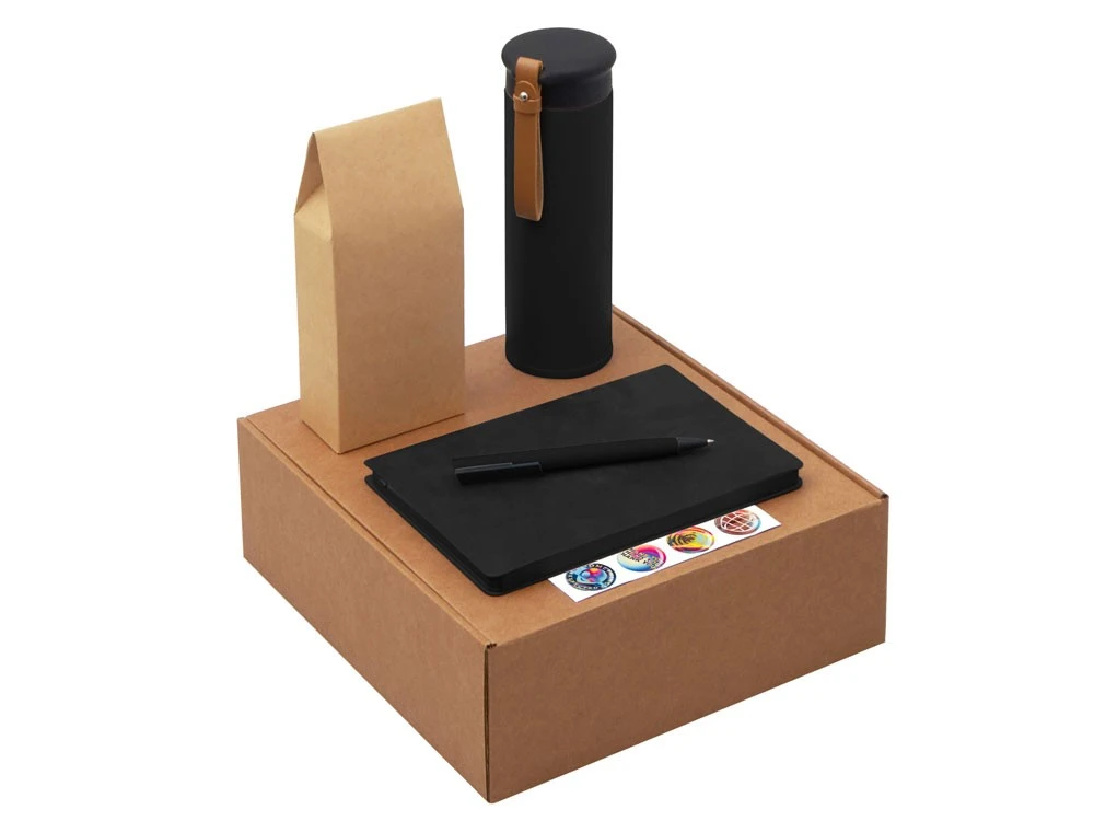 Набор Draftea с блокнотом, ручкой, термосом и чаем