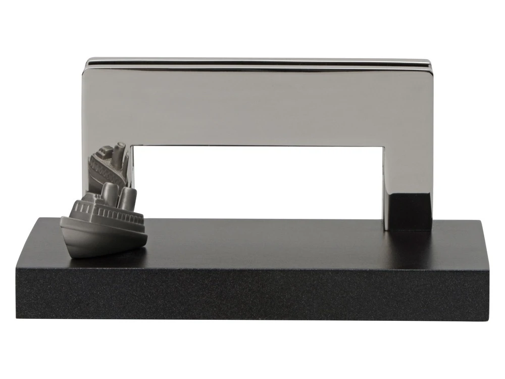 Подставка для визиток Круиз, серебристый/черный