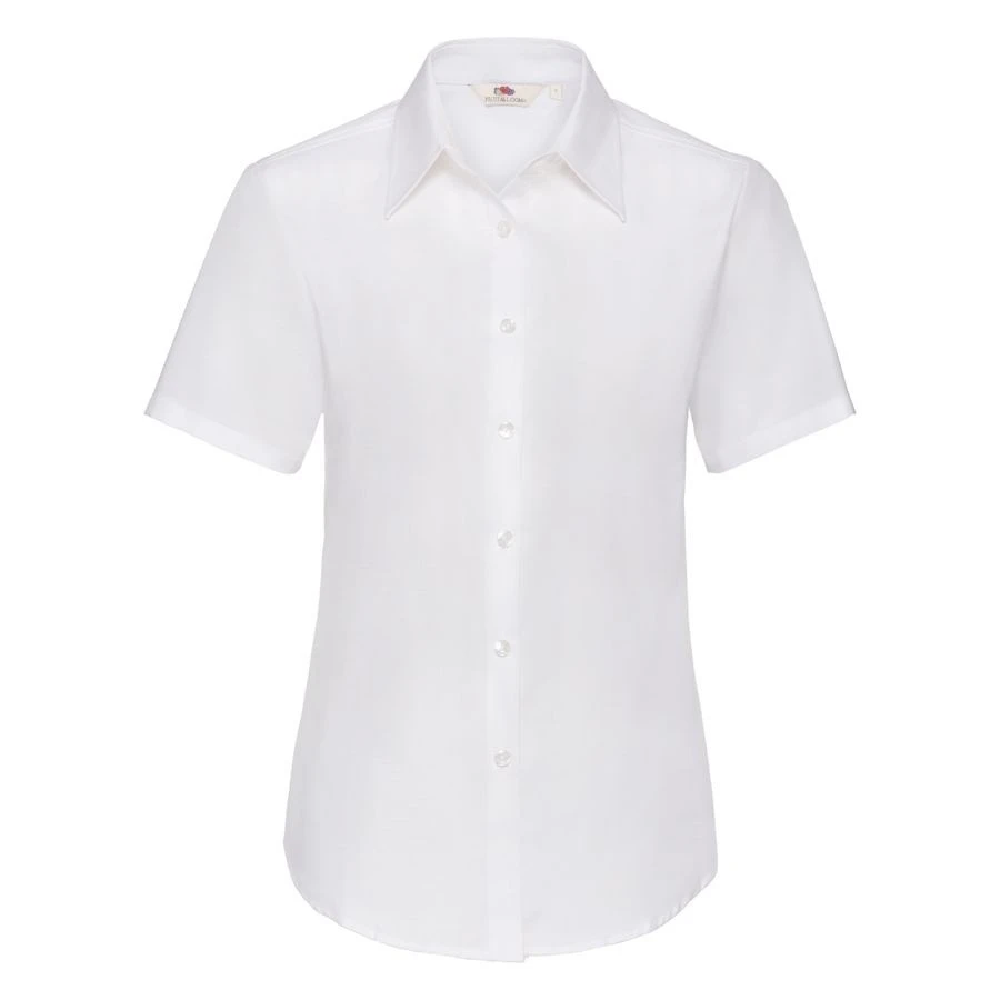 Рубашка "Lady-Fit Short Sleeve Oxford Shirt", белый_L, 70% х/б, 30% п/э, 130 г/м2