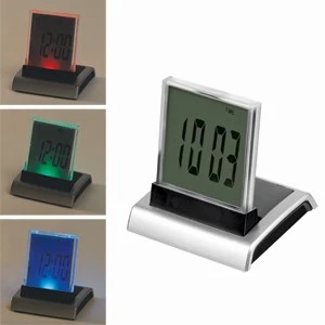 Часы настольные с разноцветной подсветкой "ДИСПЛЕЙ"; 8,4х8,9х7,9 см; пластик; тампопечать