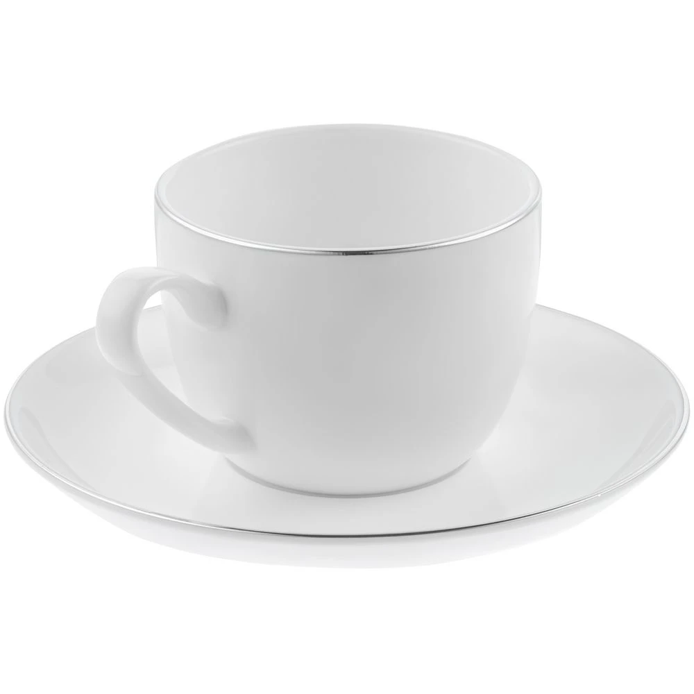 Кофейная пара Select, белая с серебристой отводкой