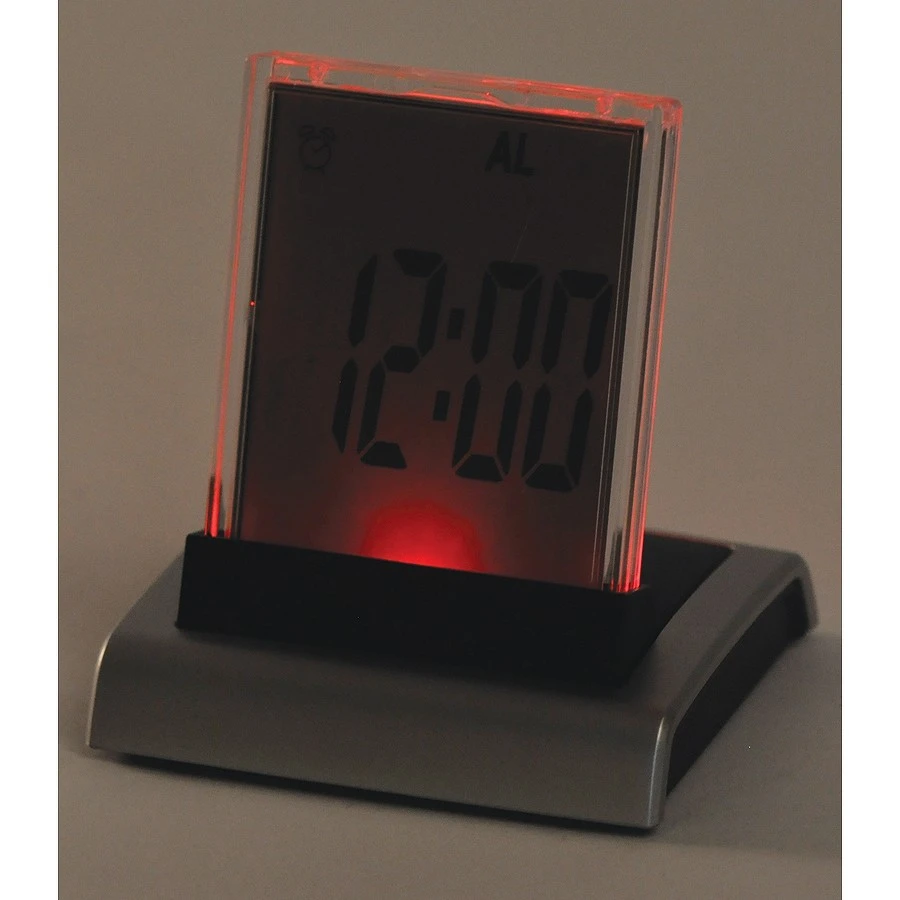 Часы настольные с разноцветной подсветкой "ДИСПЛЕЙ"; 8,4х8,9х7,9 см; пластик; тампопечать