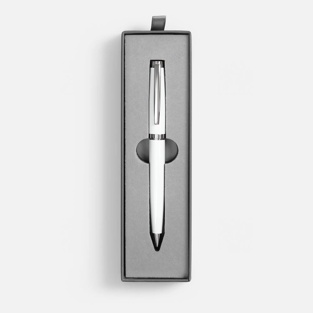 Ручка шариковая Letra Chrome в футляре, белая