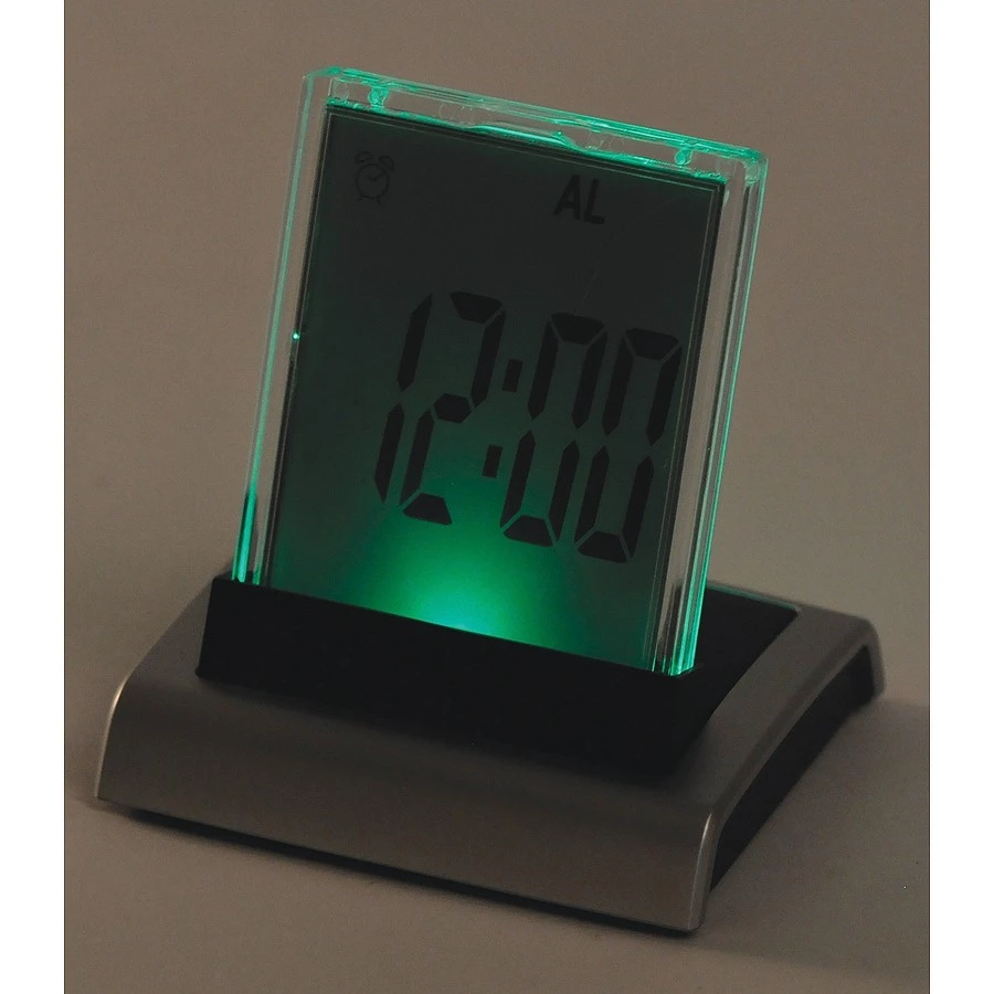 Часы настольные с разноцветной подсветкой "ДИСПЛЕЙ"; 8,4х8,9х7,9 см; пластик; тампопечать